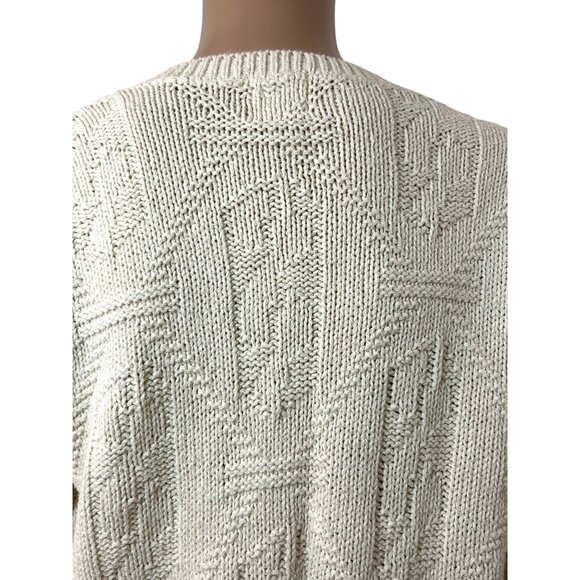 Body Equip Men’s Sweater Vtg M Cream Textured Geometric Pattern Pullover USA - Picture 15 of 16